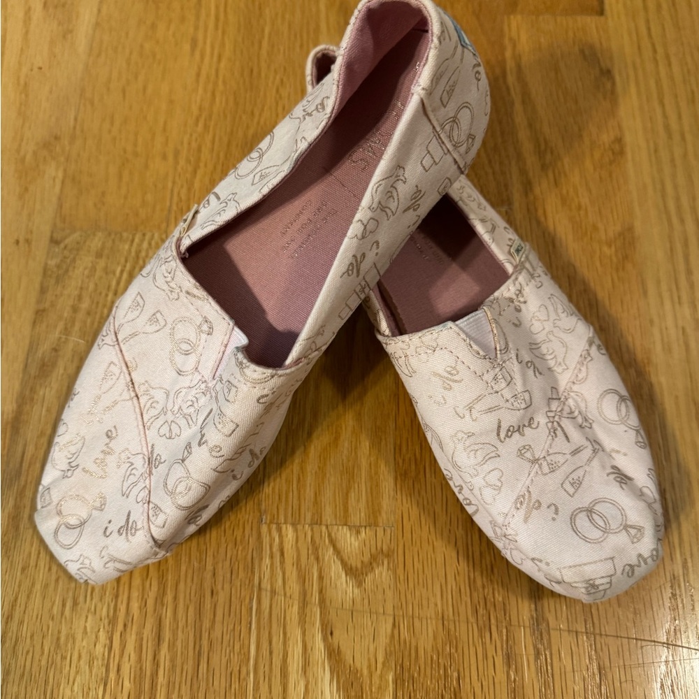 Toms Light Pink Wedding Patterned Flats